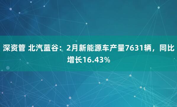 深资管 北汽蓝谷：2月新能源车产量7631辆，同比增长16.43%