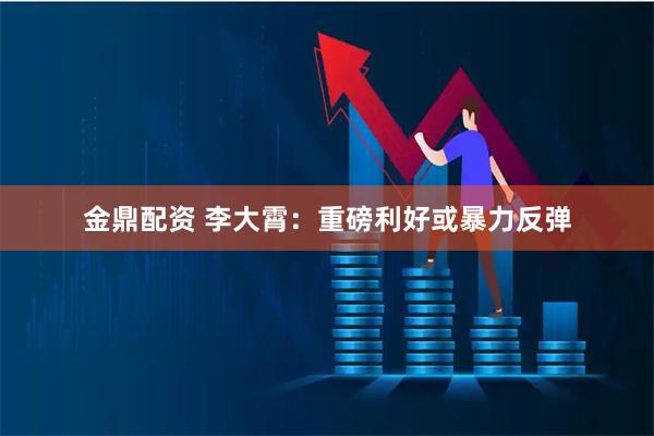 金鼎配资 李大霄：重磅利好或暴力反弹