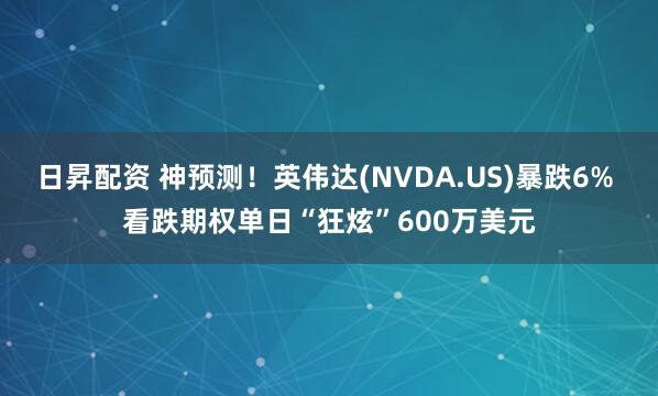 日昇配资 神预测！英伟达(NVDA.US)暴跌6% 看跌期权单日“狂炫”600万美元