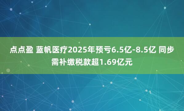 点点盈 蓝帆医疗2025年预亏6.5亿-8.5亿 同步需补缴税款超1.69亿元