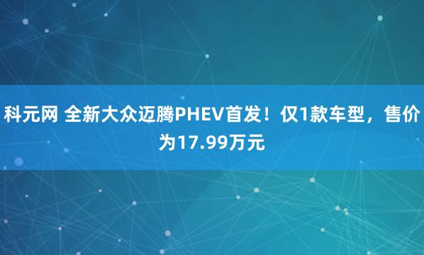 科元网 全新大众迈腾PHEV首发！仅1款车型，售价为17.99万元